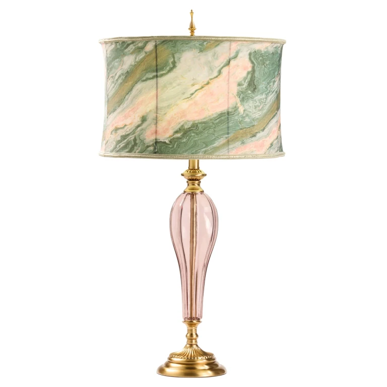 Pink Glass and Marble Prints in Greens and Pinks for the Print of the Shade