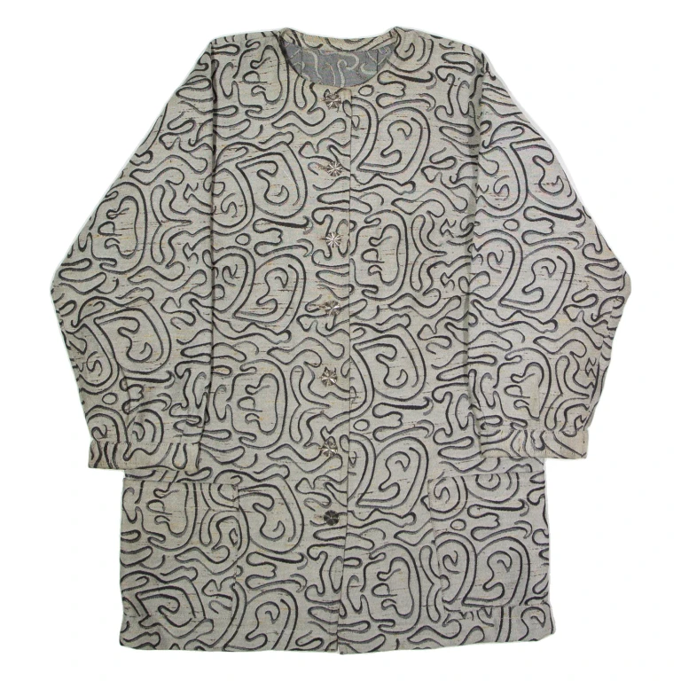 Womens Overcoat Coat Grey Knit Crazy Pattern L