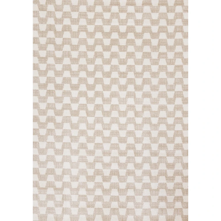 Century 8 x 11 Beige and Cream Wavy Checker Area Rug
