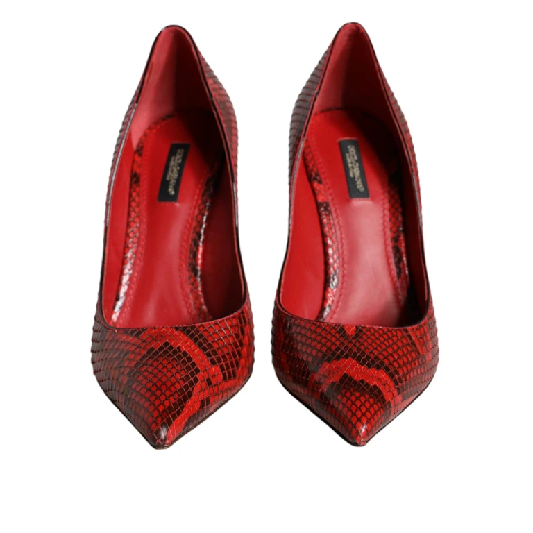 Dolce & Gabbana Red Leather Stiletto High Heels Pumps Shoes Python Calf - Women