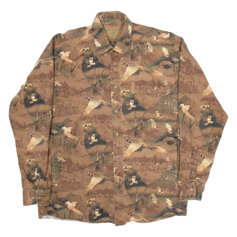 NORTHERN RIVER Mens Shirt Brown Crazy Pattern Long Sleeve M