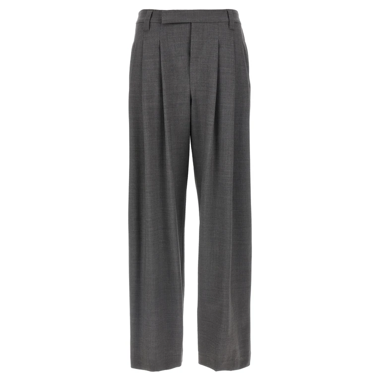Brunello Cucinelli Gray Virgin Wool Casual Pants - Women