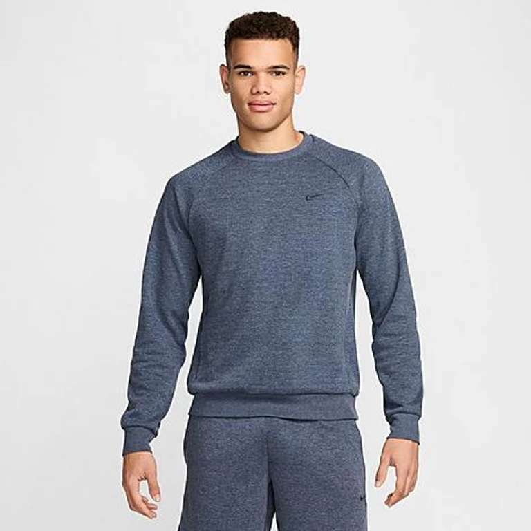 Nike Men's Primary Dri-FIT UV Versatile Crewneck Sweatshirt in Obsidian/Heather Size: XXS