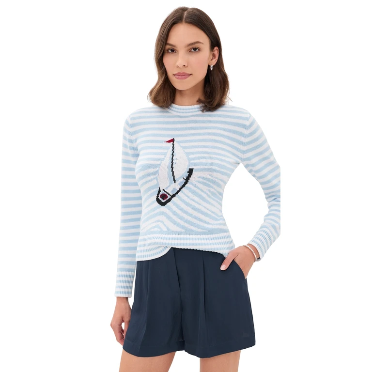 Rowing Blazers Cotton Sailboat Striped Sweater Light Blue White Stripe XL