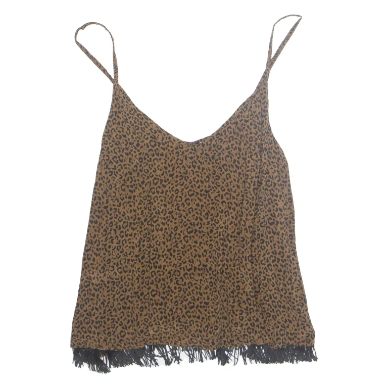 HAYS Womens Camisole Vest Brown V-Neck Animal Print S