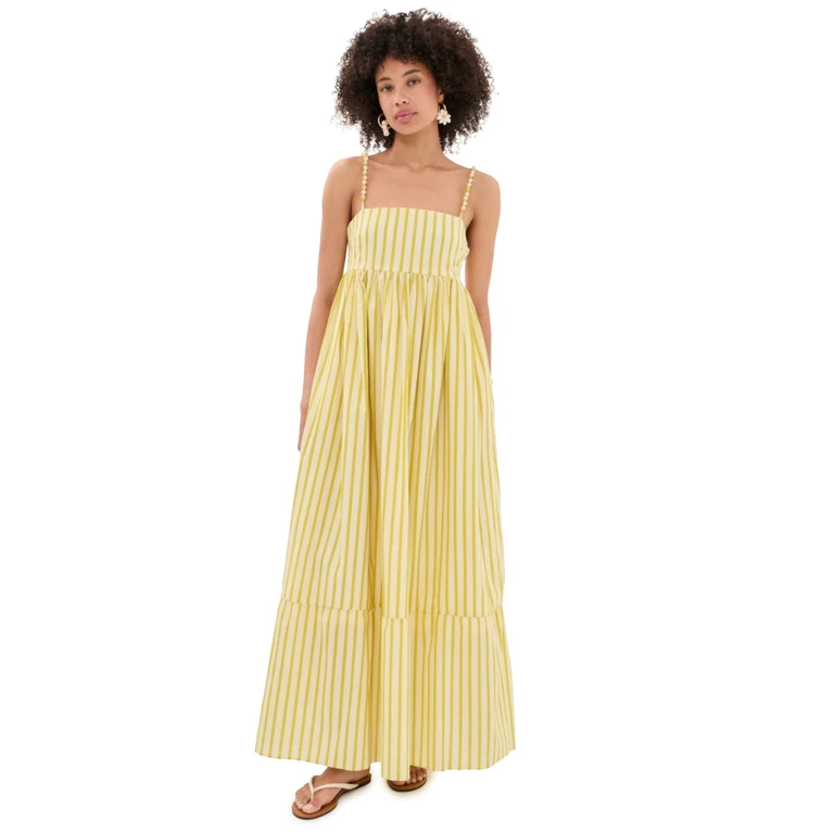 English Factory Striped Maxi Dress Yellow Stripe M