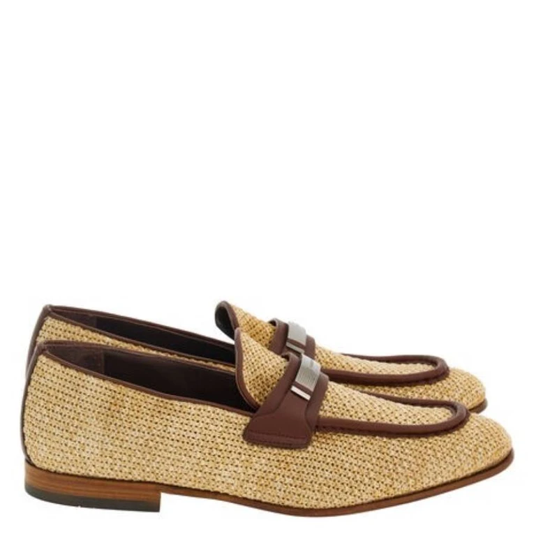 Woven Raffia Loafers, Size 9 E (022486 768329)
