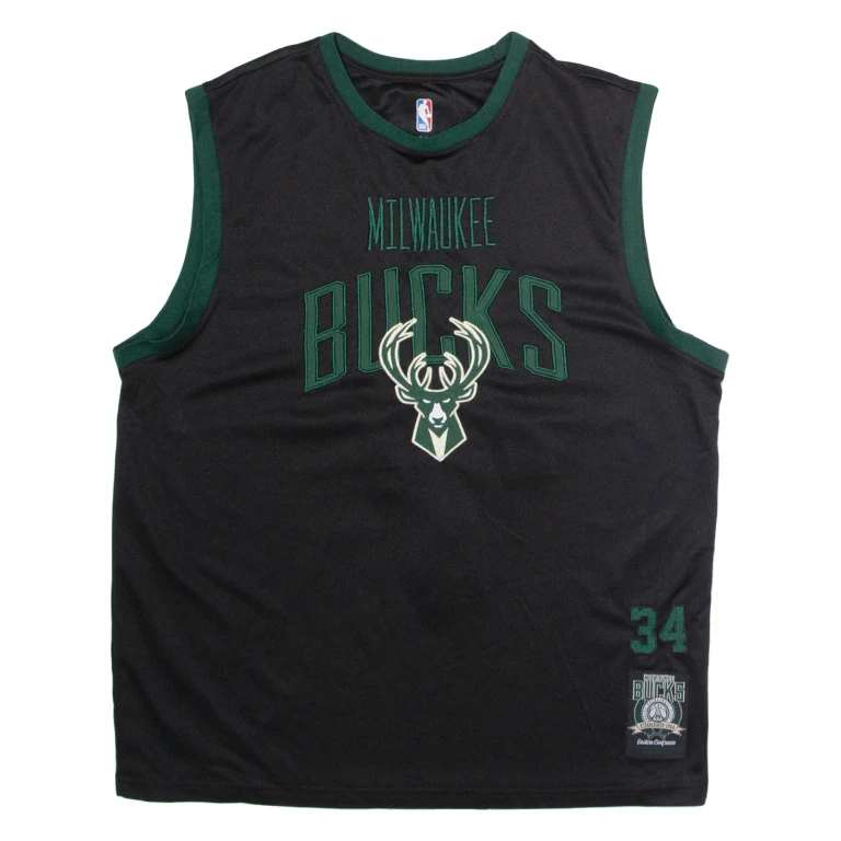 NBA Milwaukee Bucks #34 Antetokounmpo Mens Jersey Black Sleeveless USA XL