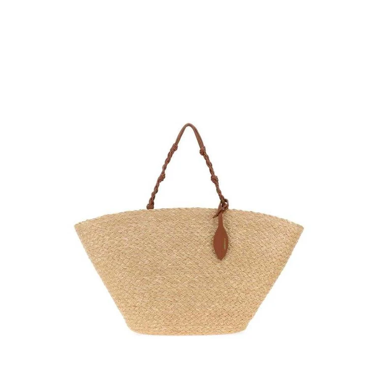 Bolso tote grande Tangle de rafia con asa trenzada