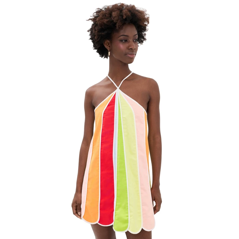 English Factory Linen Umbrella Mini Dress Multi Color L