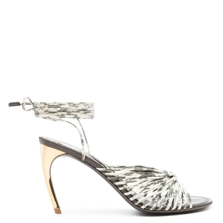 95mm Caged Design Leather Sandals