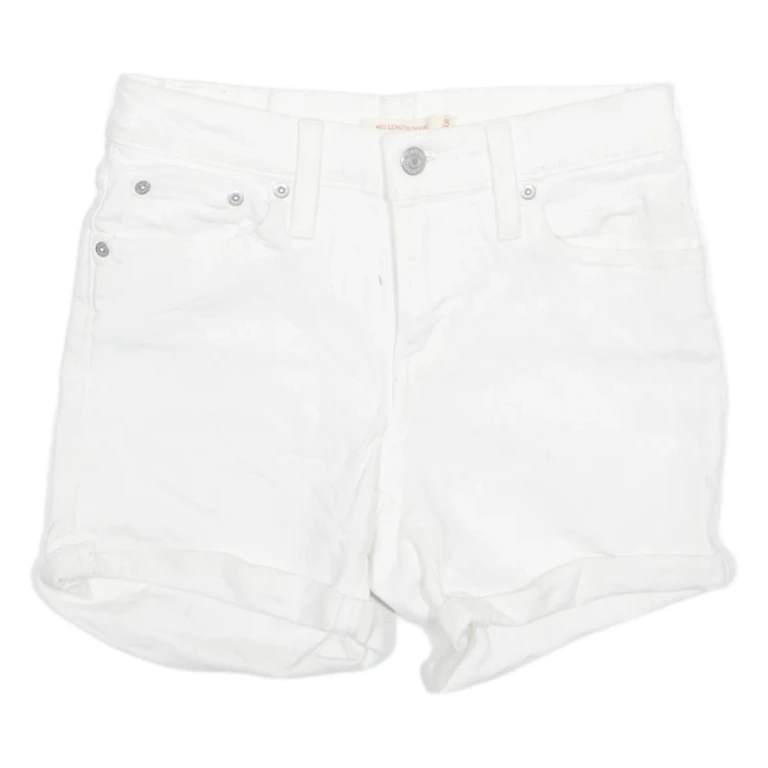 LEVI'S High Waist Turn Up Womens Denim Shorts White S W26
