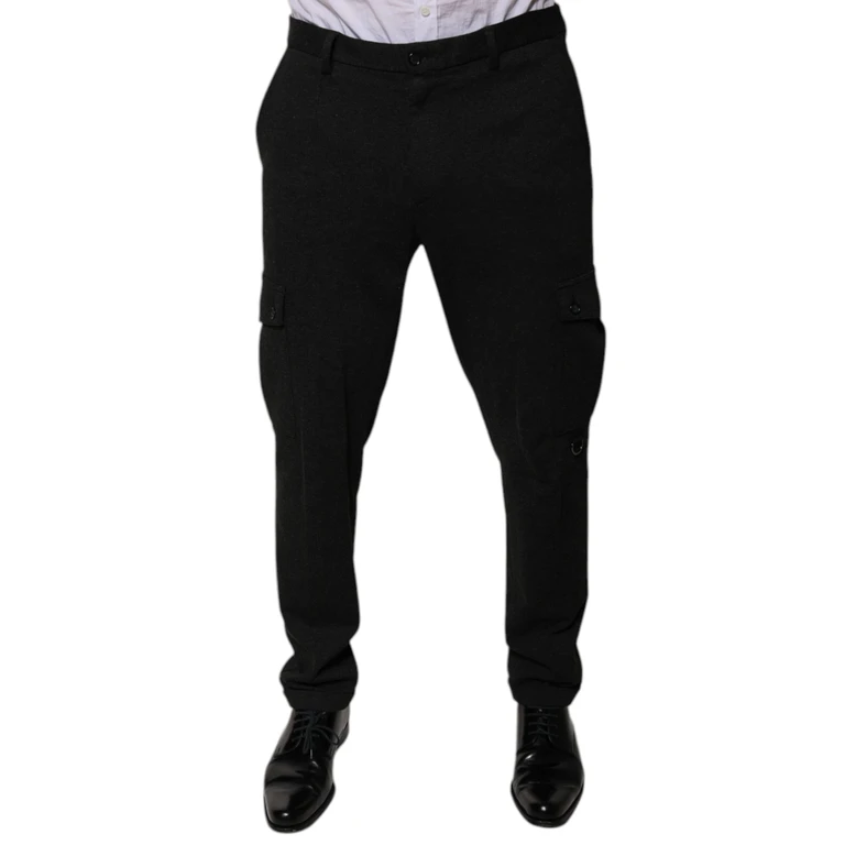 Dolce & Gabbana Black Viscose Cargo Men Casual Pants Nylon Elastane - Men