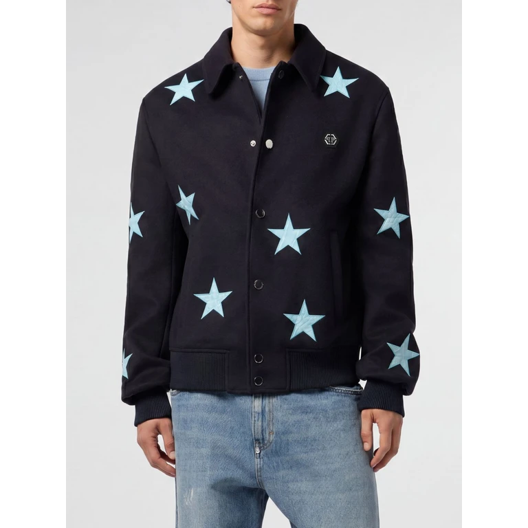 Animalier and Star Print Wool Bomber Jacket (SAFCMRB2995PLE131N24)