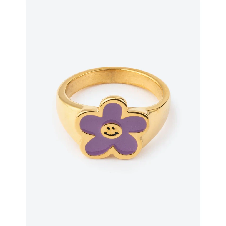 Lavender Smiley Flower Ring