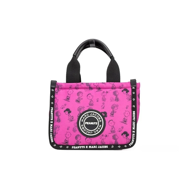 Marc Jacobs X Peanuts Mini Fuchsia Fedora Puffy Nylon Tote Convertible Handbag Black - Women