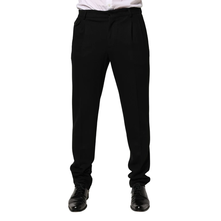 Black Wool Skinny Men Dress Trouser Pants Virgin - Men