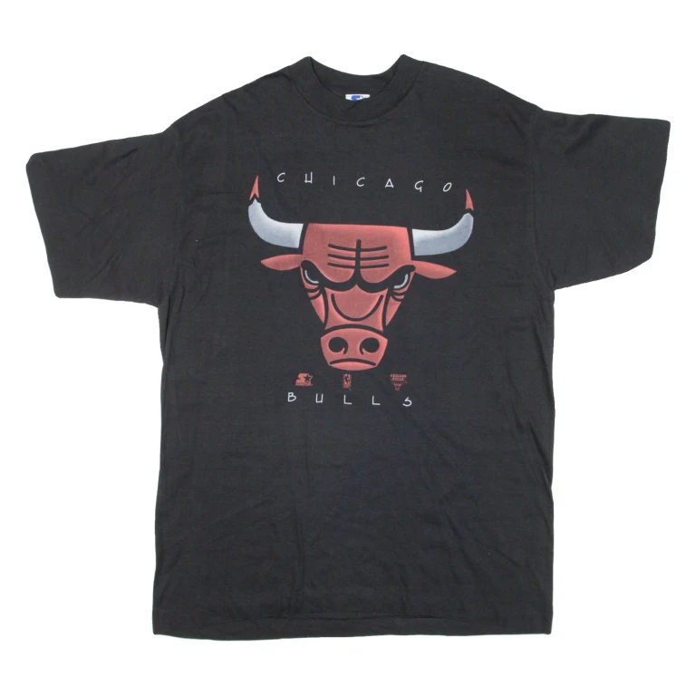 STARTER Chicago Bulls Mens T-Shirt Black USA XL