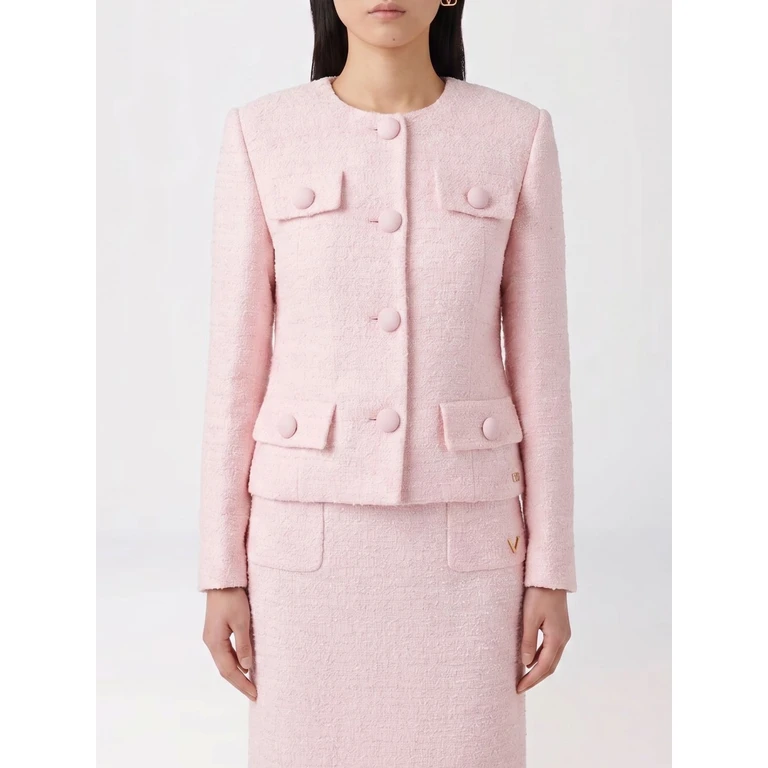 Cropped Slim Fit Tweed Blazer with Crew Neck (CE615A9938W)