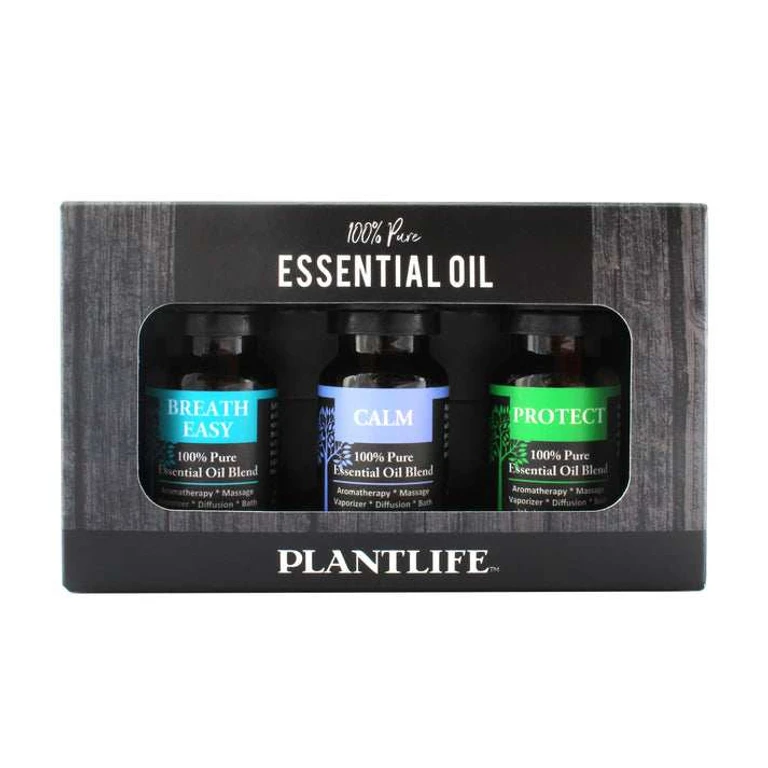 Top Blends Set 3-Pack (Breath Easy, Calm, and Protect) Aromatherapy Essential Oil Set - No Additives or Fillers - Made in California 10 ml