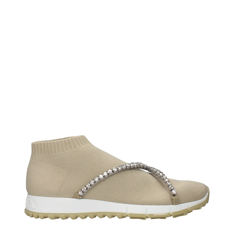 Jimmy Choo Beige Fabric Slip-On Loafers - Women