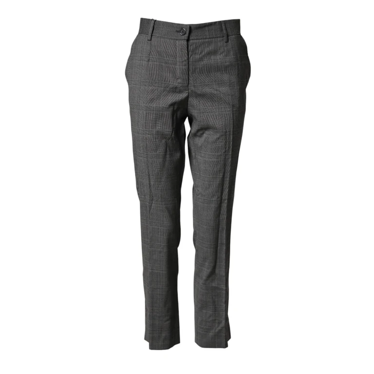 Dolce & Gabbana Dark Gray Check Tartan Virginwool Dress Pants Virgin Wool - Women