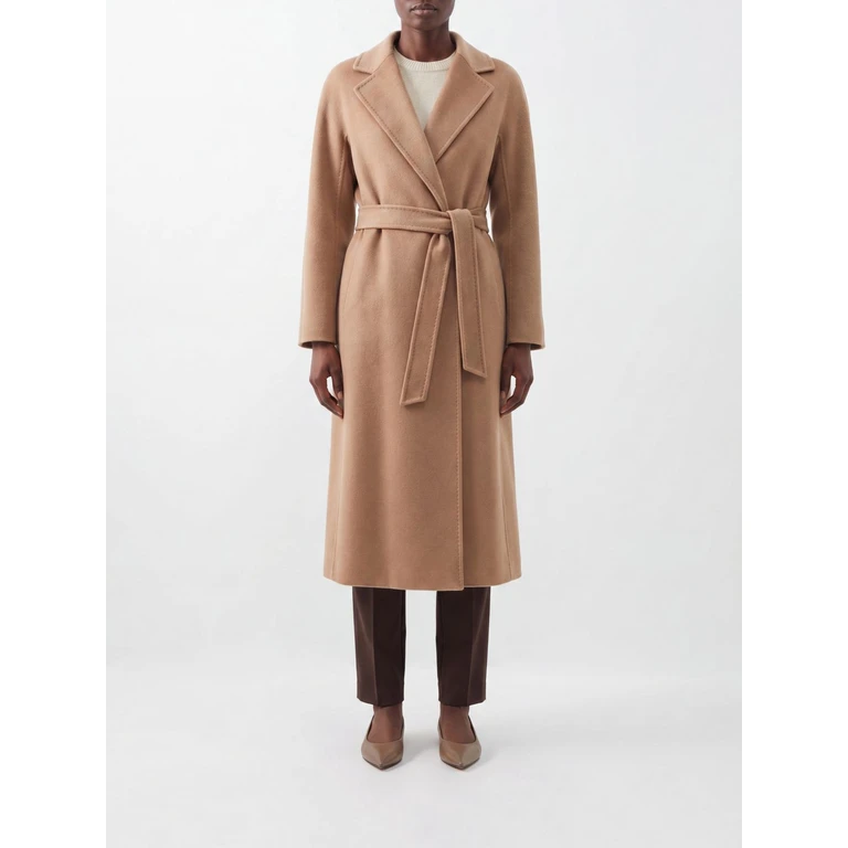 Long Robe Coat in Pure Virgin Wool with Matching Belt (2629016101600045)