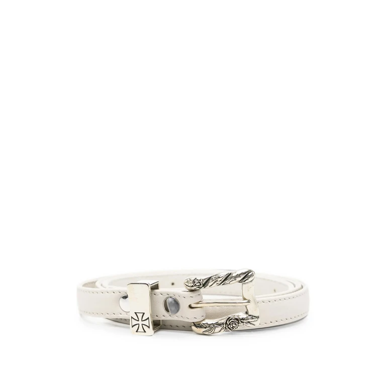 Engraved-buckle Leather Belt
