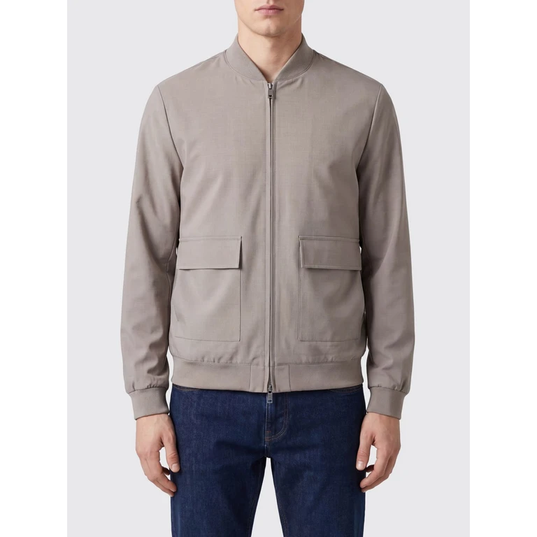 Wool-Blend Bomber Jacket with Bomber Collar and Patch Pockets (SYENZEVIO121)