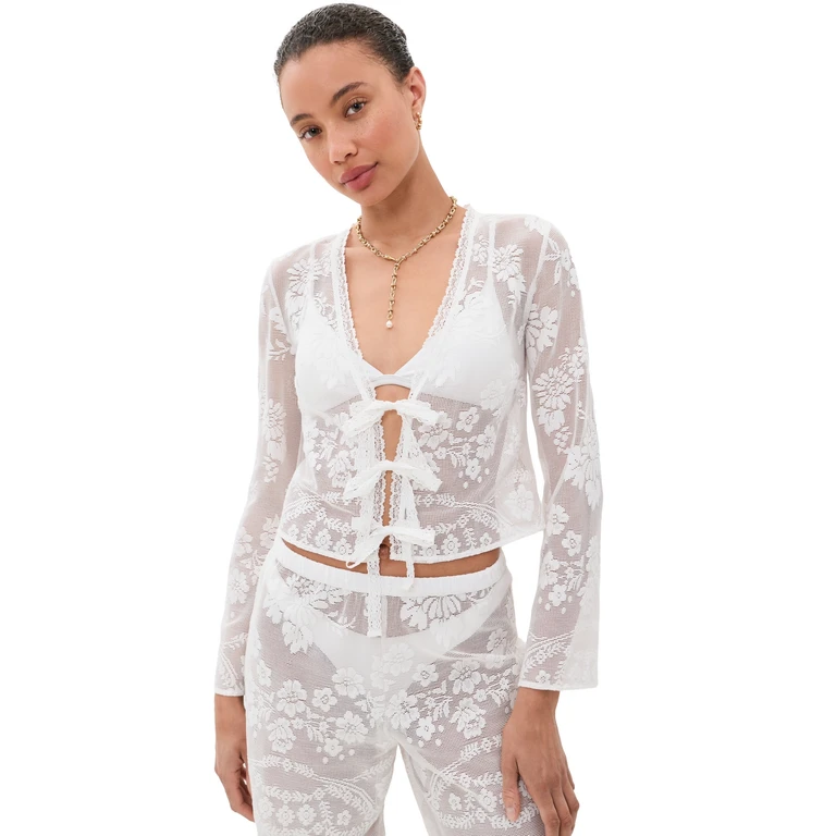 LoveShackFancy Stacellea Top White L