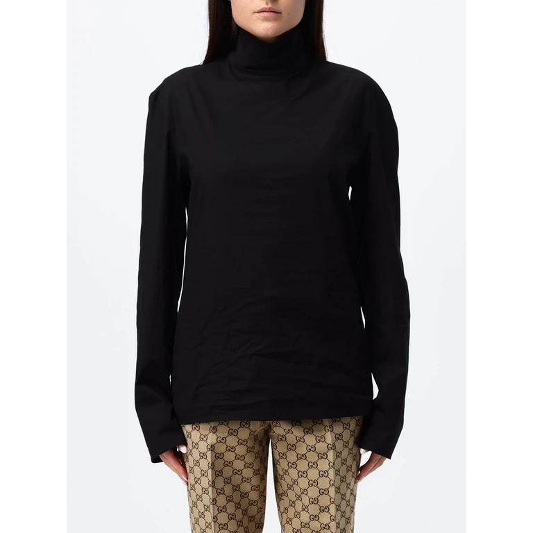 Slim Fit Cotton Poplin Long-Sleeve Turtleneck Top (874678ZAUYL1000)