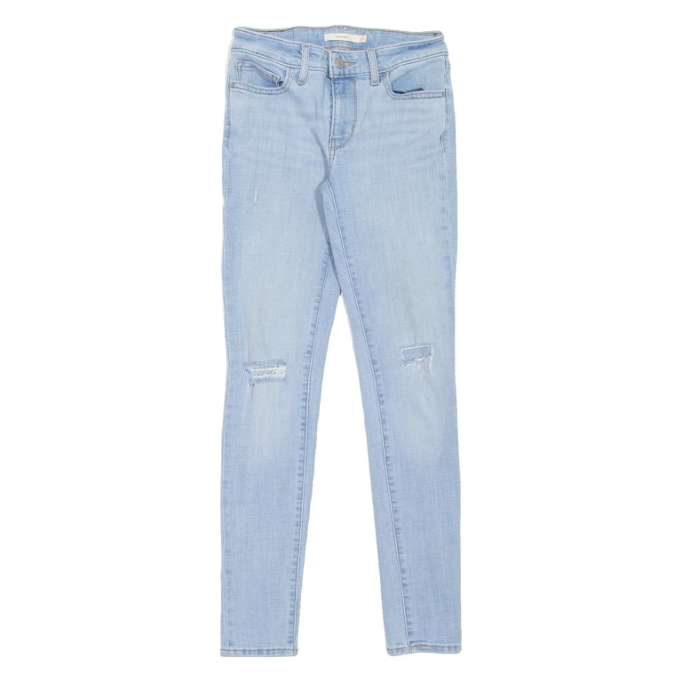 LEVI'S 711 Distressed Womens Jeans Blue Slim Skinny Stone Wash W25 L30