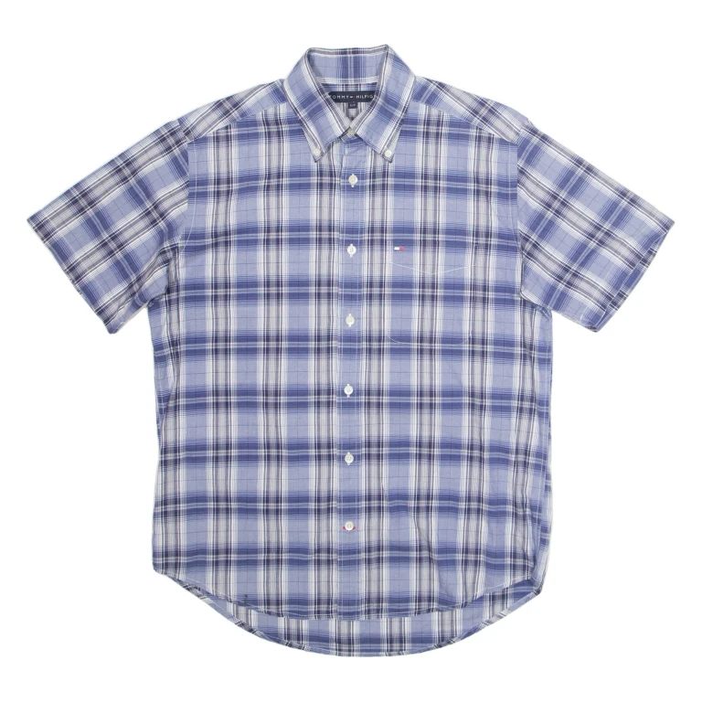 TOMMY HILFIGER Mens Shirt Blue Plaid S