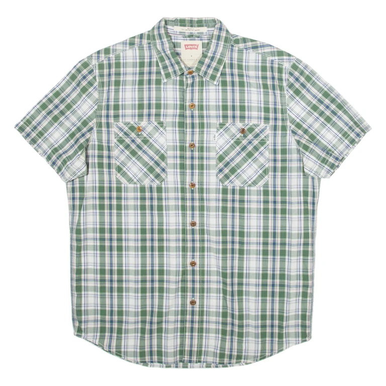 LEVI'S Modern Fit Mens Shirt Green Plaid M