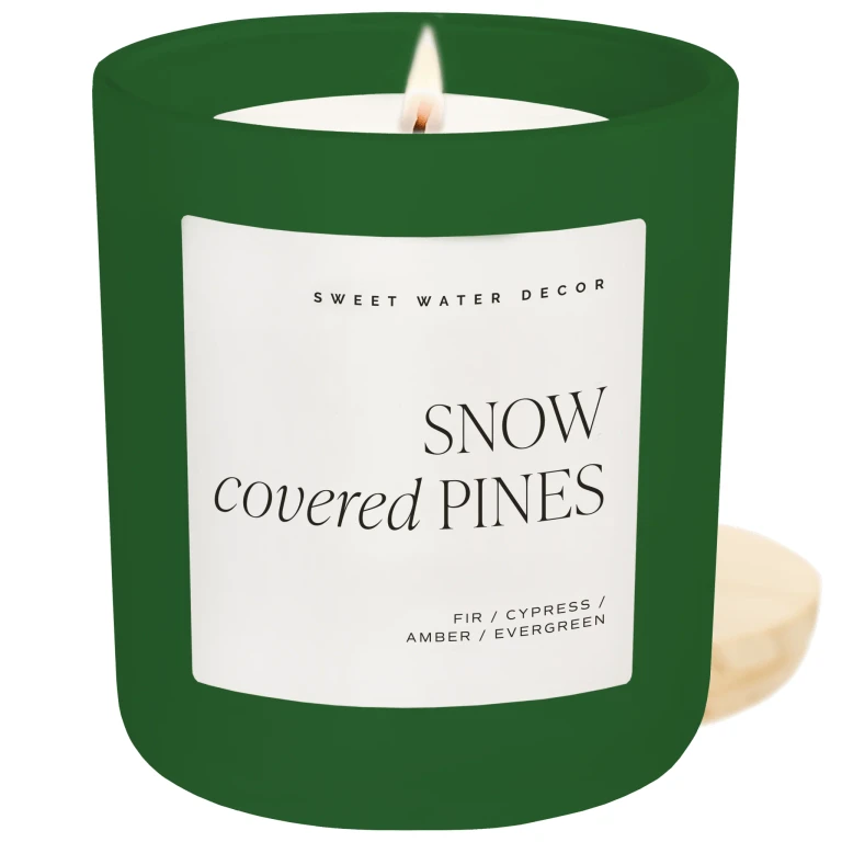 Snow Covered Pines Soy Candle - Green Matte Jar - 15 oz (Fraser Fir)