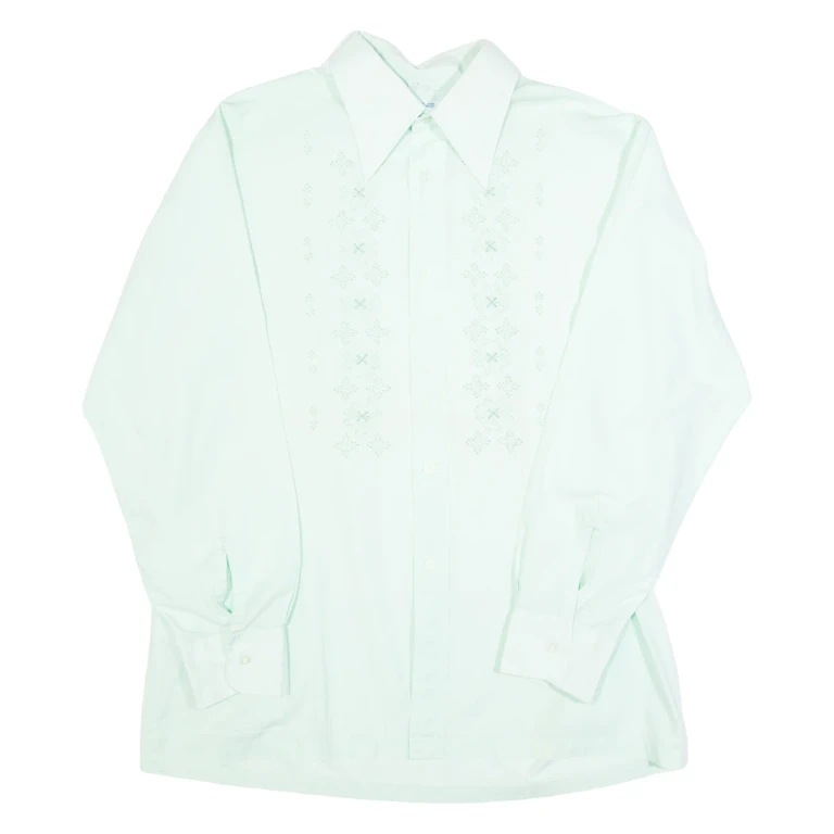 TIEN TAN Mens plain Shirt Green Long Sleeve L
