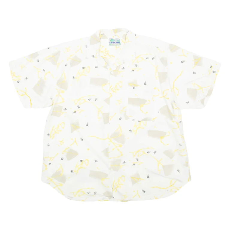 Mens Shirt White Crazy Pattern XL