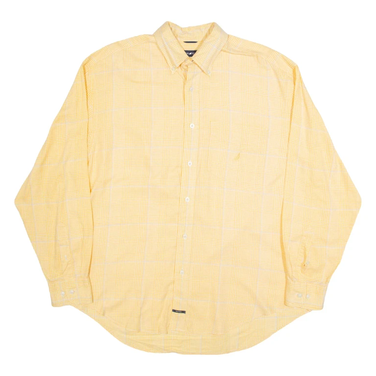 NAUTICA Mens Shirt Yellow Check Long Sleeve L