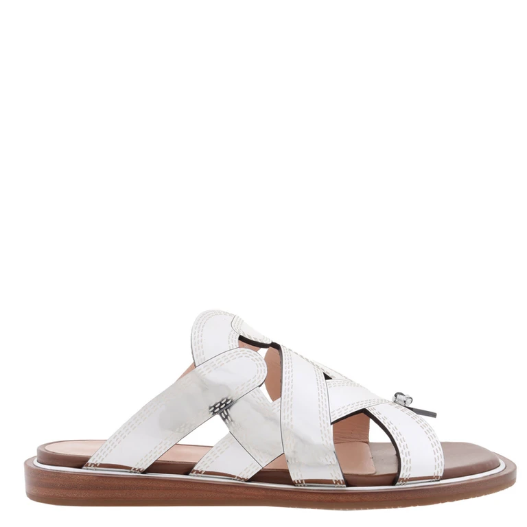 Sainte Leather Crisscross Flat Sandals, Brand Size 36 ( US Size 5.5 )