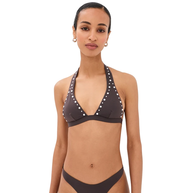 STAUD Irina Bikini Top Espresso Studs M
