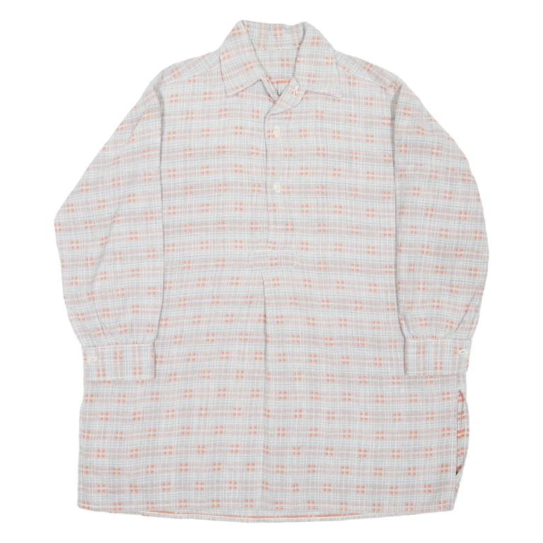 Mens Shirt Grey Check 3/4 Sleeve S