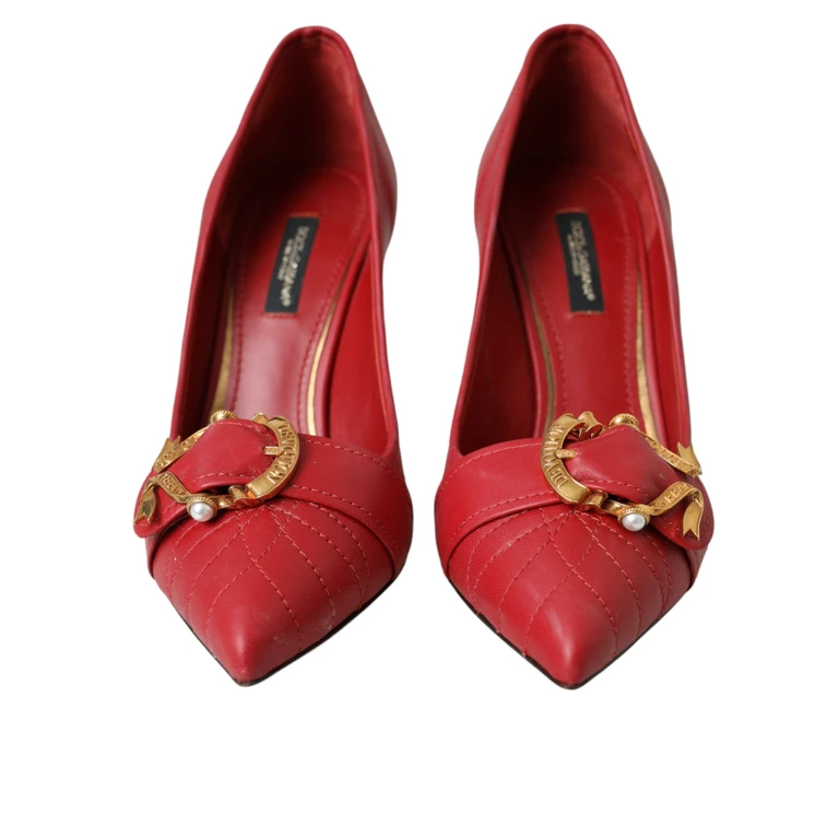 Dolce & Gabbana Red Devotion Leather Heels Pumps Shoes Lamb - Women