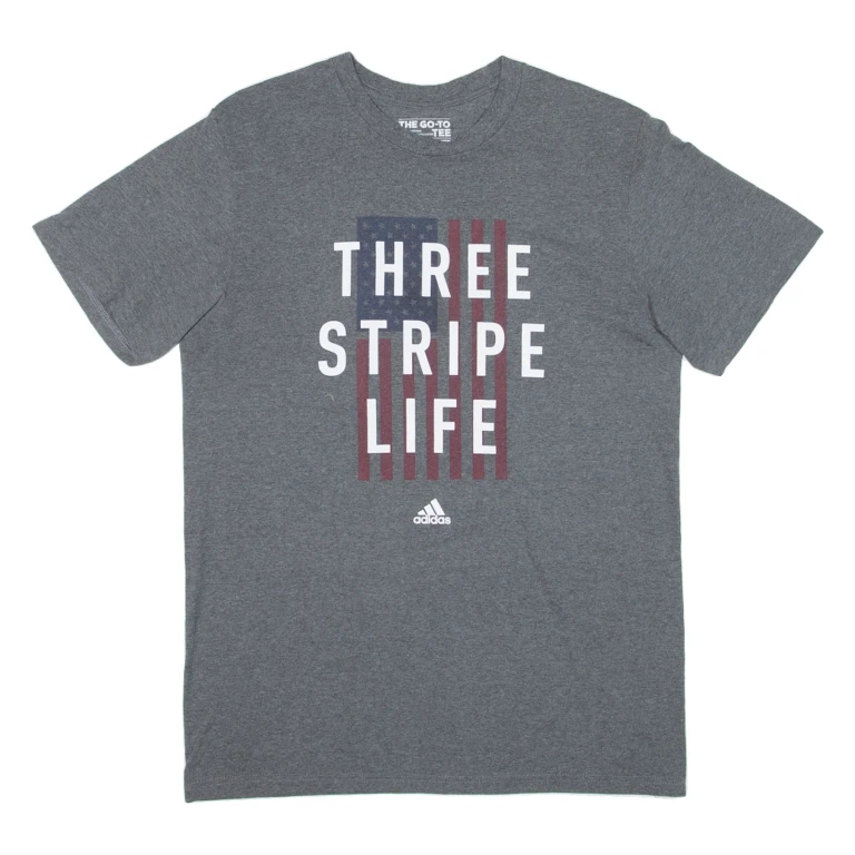 ADIDAS Usa Flag Mens T-Shirt Grey USA M