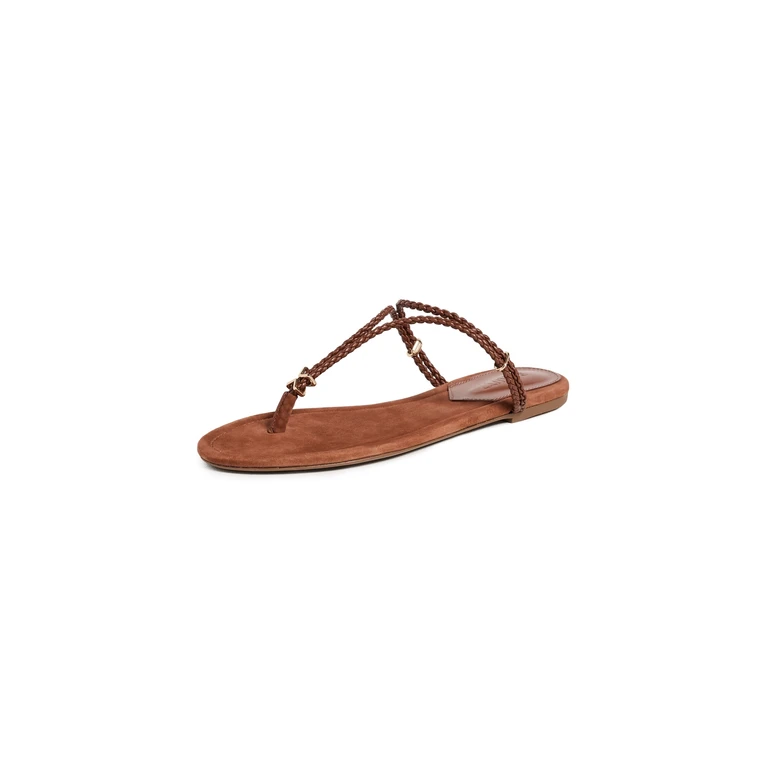 Schutz Cordelia Flat Sandals Cognac 7.5