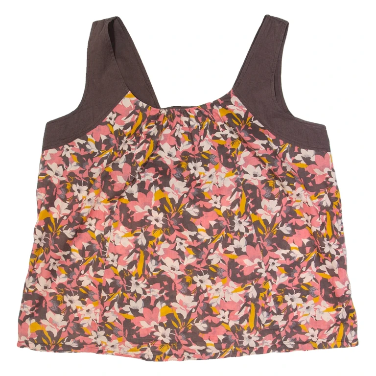 FAT FACE Womens Printed Top Pink V-Neck Sleeveless Floral UK 16