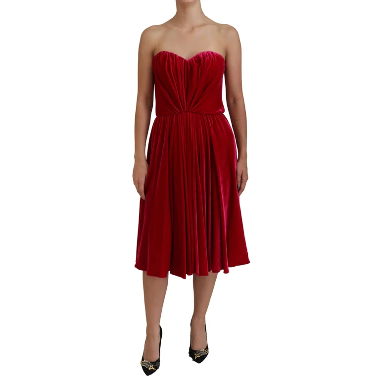 Dolce & Gabbana Pink Viscose Stretch Strapless A-Line Dress Silk - Women
