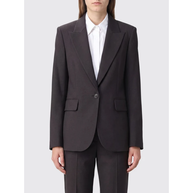 Single-Breasted Blazer with Embroidered Slogan and Peak Lapels (WWBL01999011)