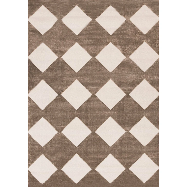 Leo Brown and Cream Diamond 5 x 8 Area Rug