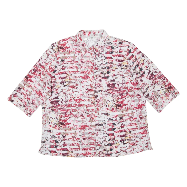 AZ MODELL Mens Shirt Red Crazy Pattern XL