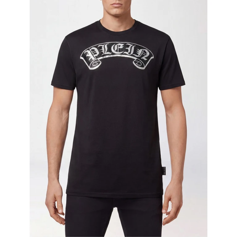 Cotton T-shirt with Embroidered Logo and Rhinestone Application (PABCUTK0131PJO002N02)